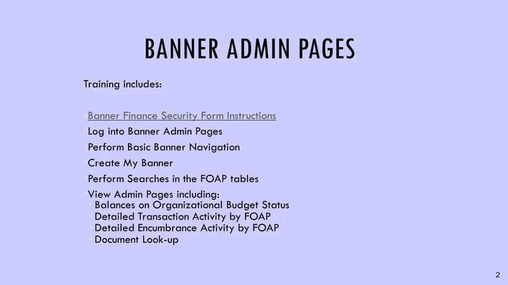 banner admin pages