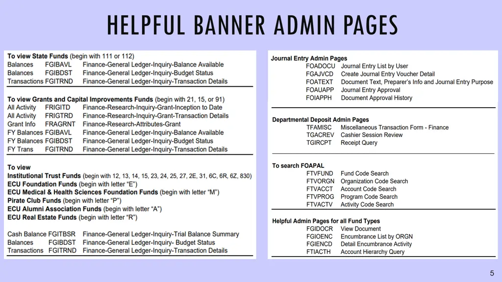 helpful banner admin pages