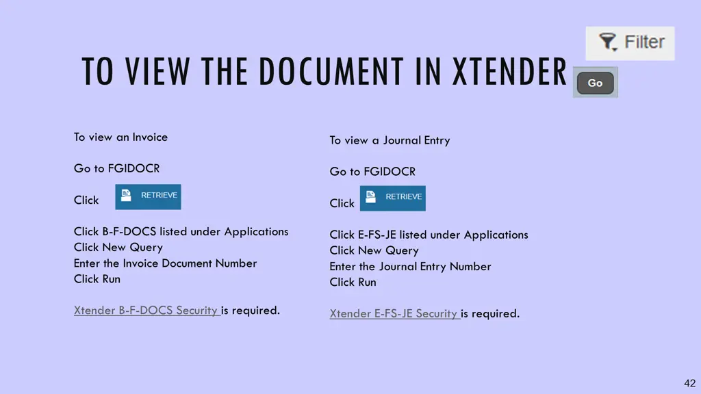 to view the document in xtender