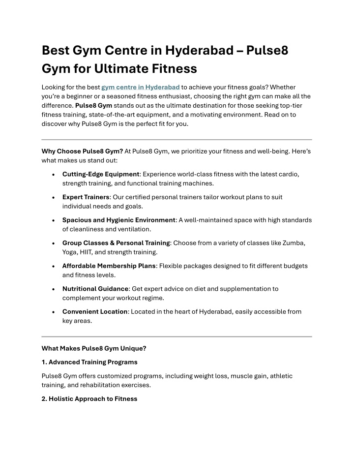 best gym centre in hyderabad pulse8