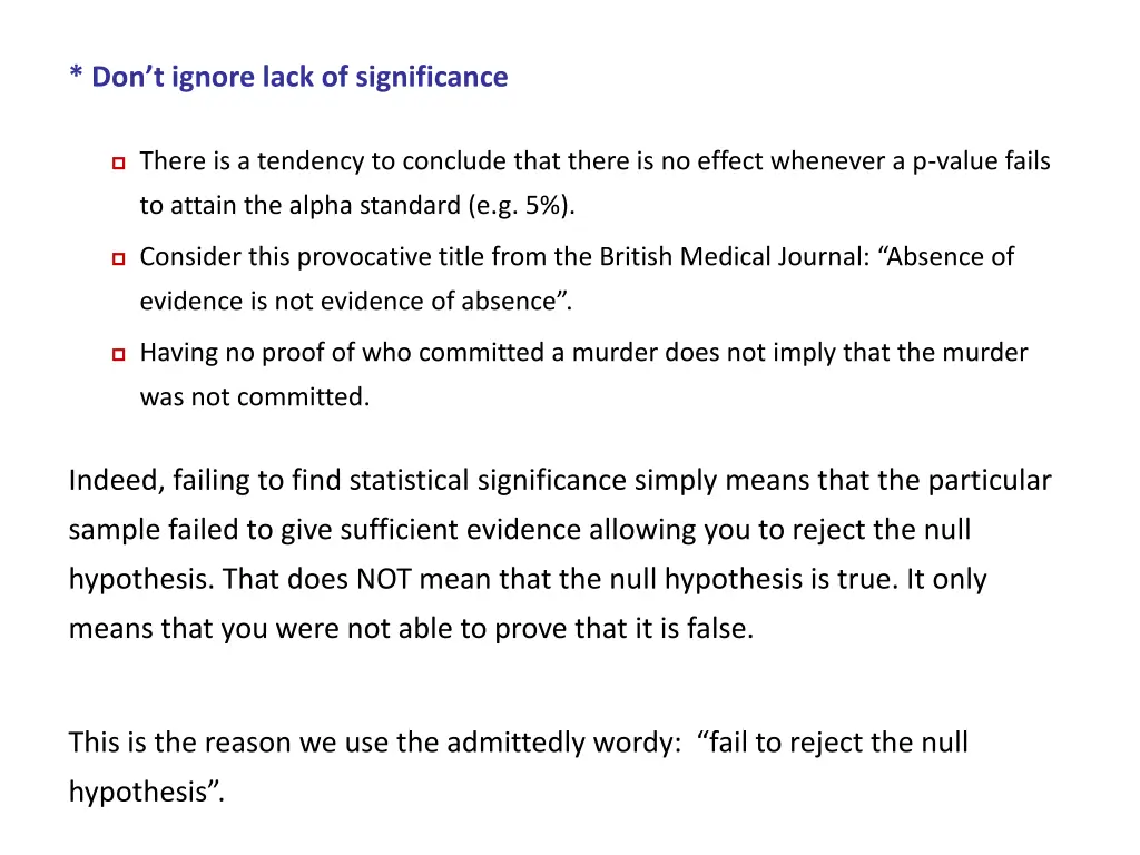 don t ignore lack of significance