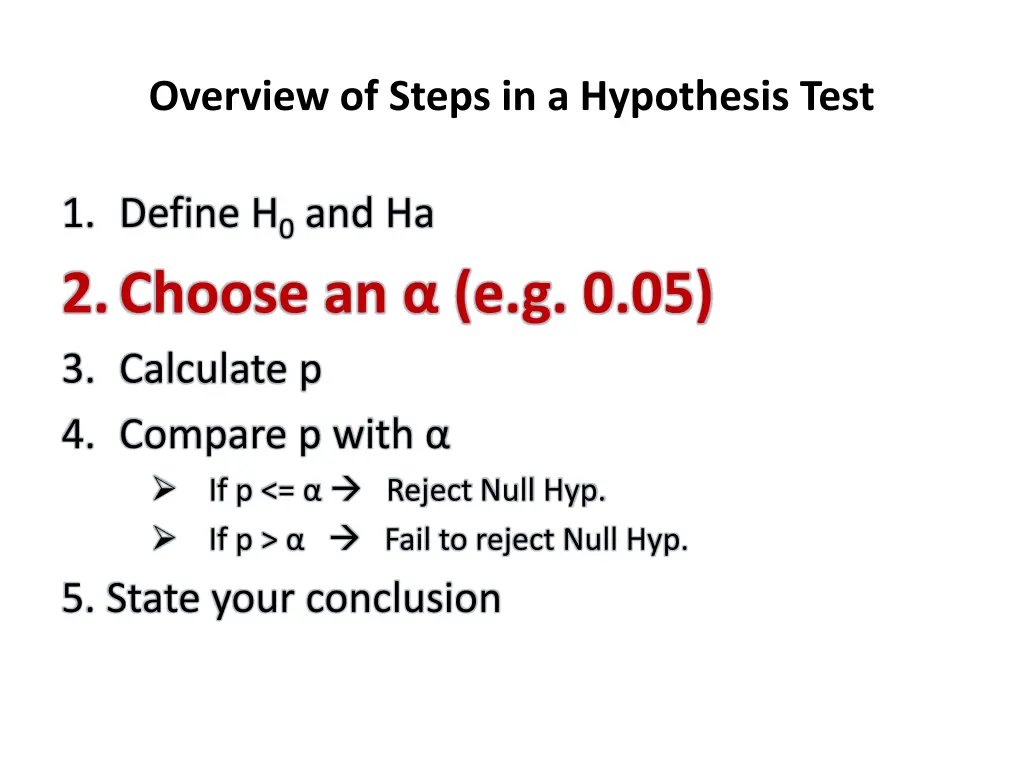 overview of steps in a hypothesis test 1