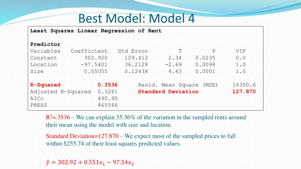 best model model 4 least squares linear