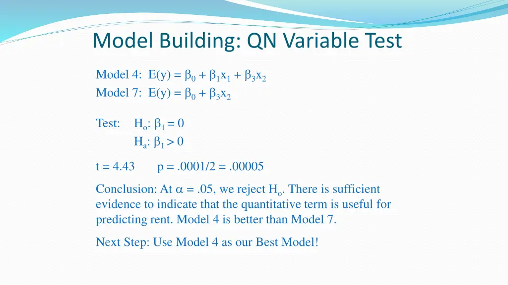 model building qn variable test 2