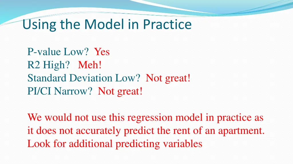 using the model in practice