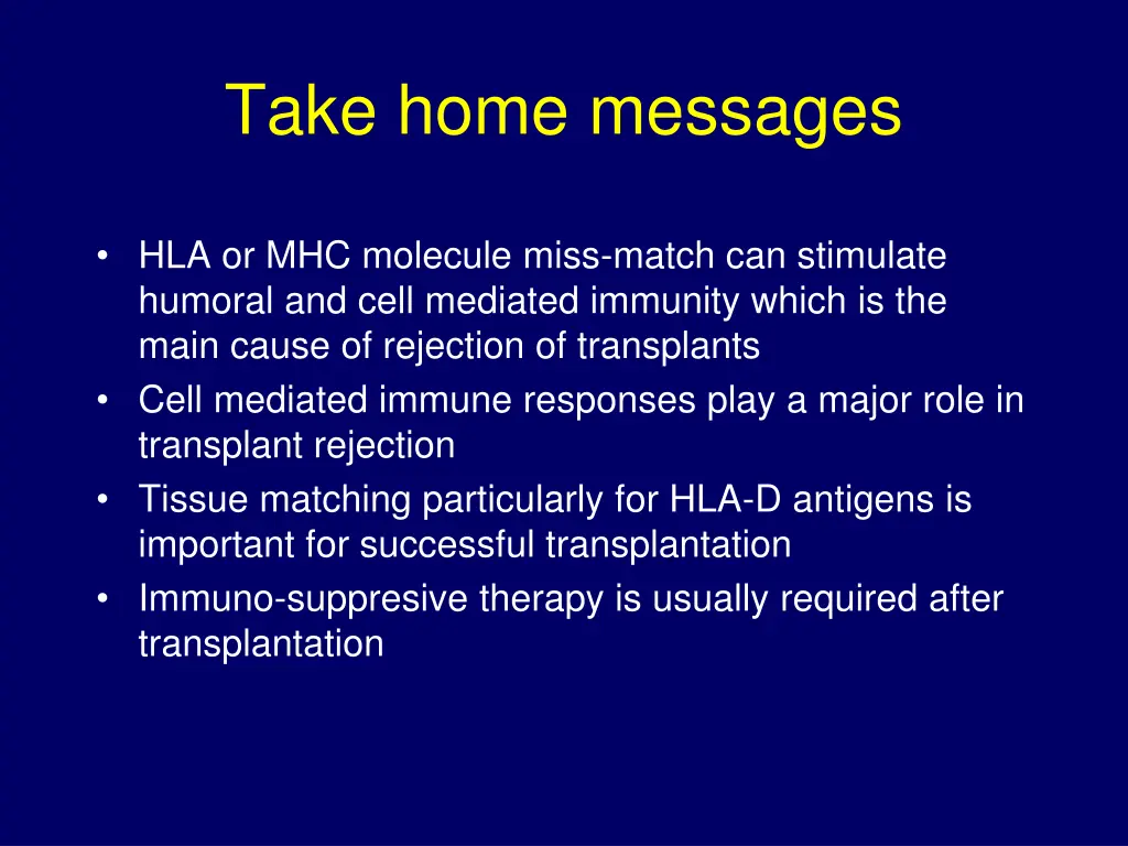 take home messages