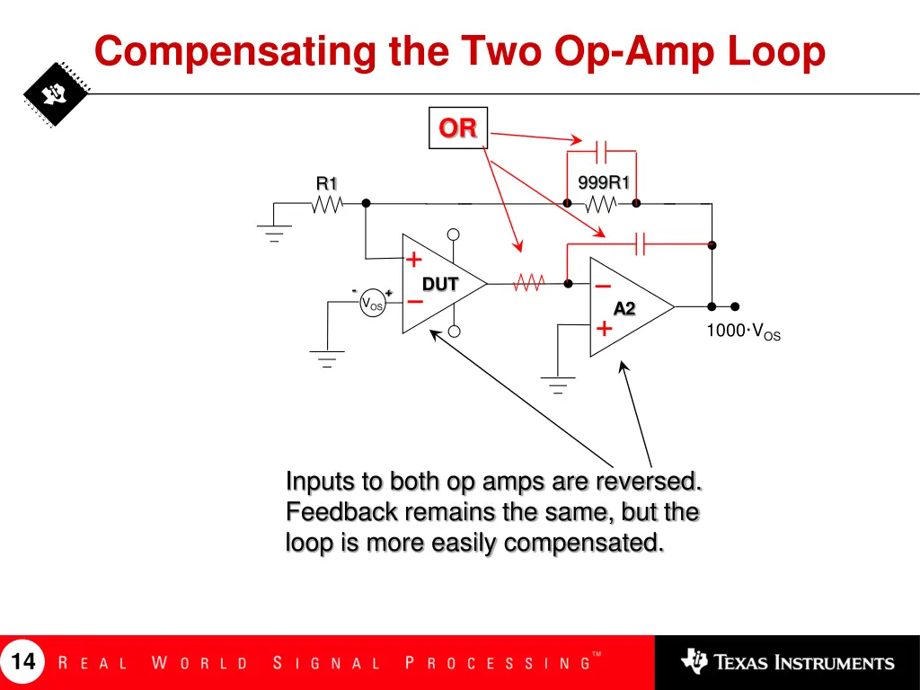compensating the two op amp loop