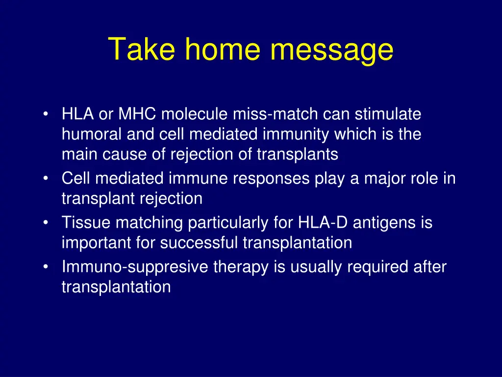 take home message