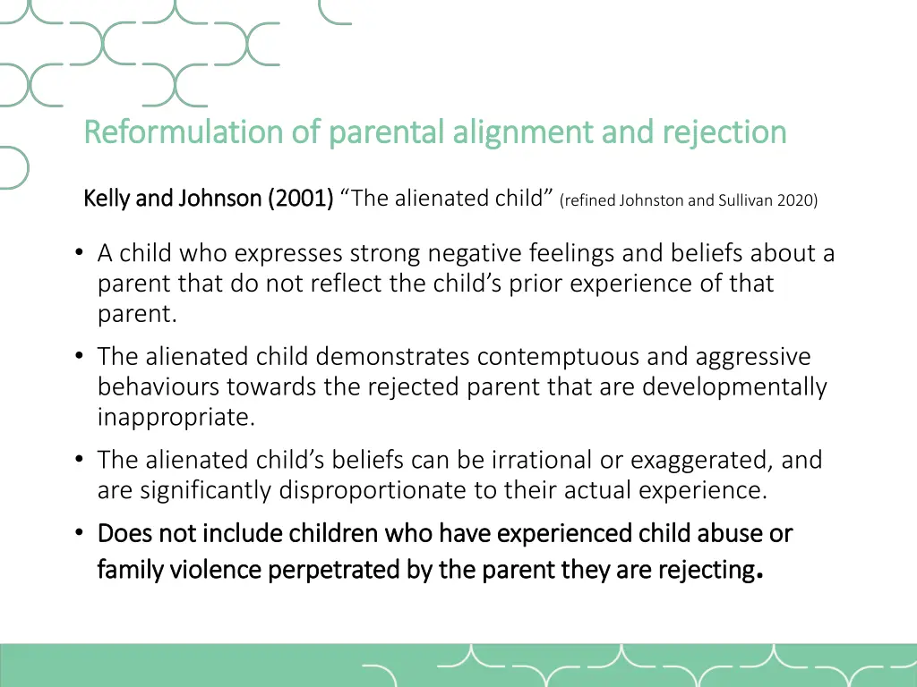 reformulation of parental alignment and rejection