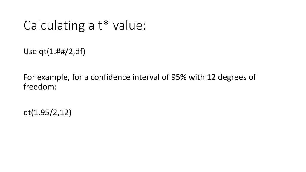 calculating a t value