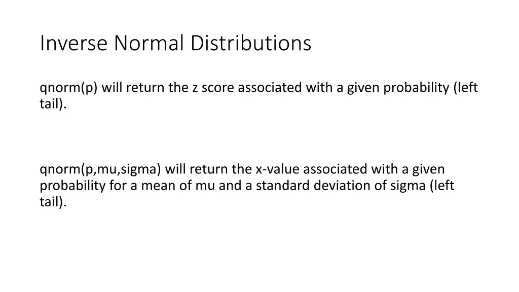 inverse normal distributions