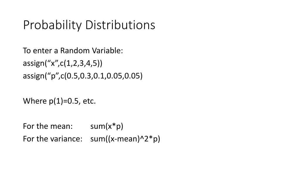 probability distributions