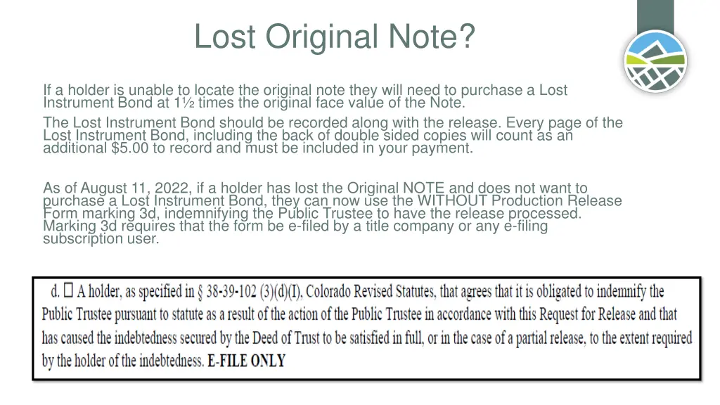 lost original note