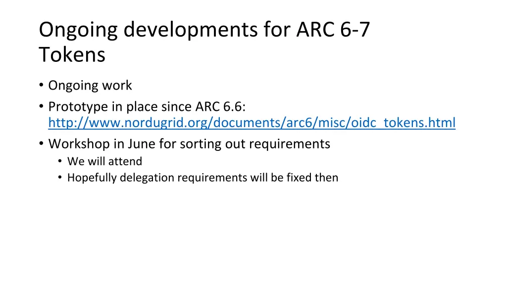 ongoing developments for arc 6 7 tokens