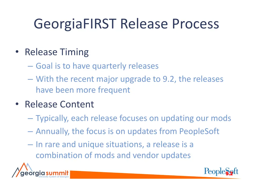 georgiafirst release process