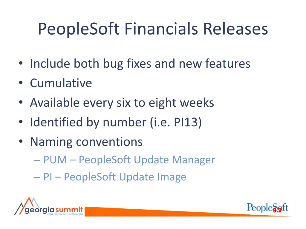 peoplesoft financials releases