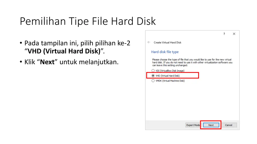 pemilihan tipe file hard disk