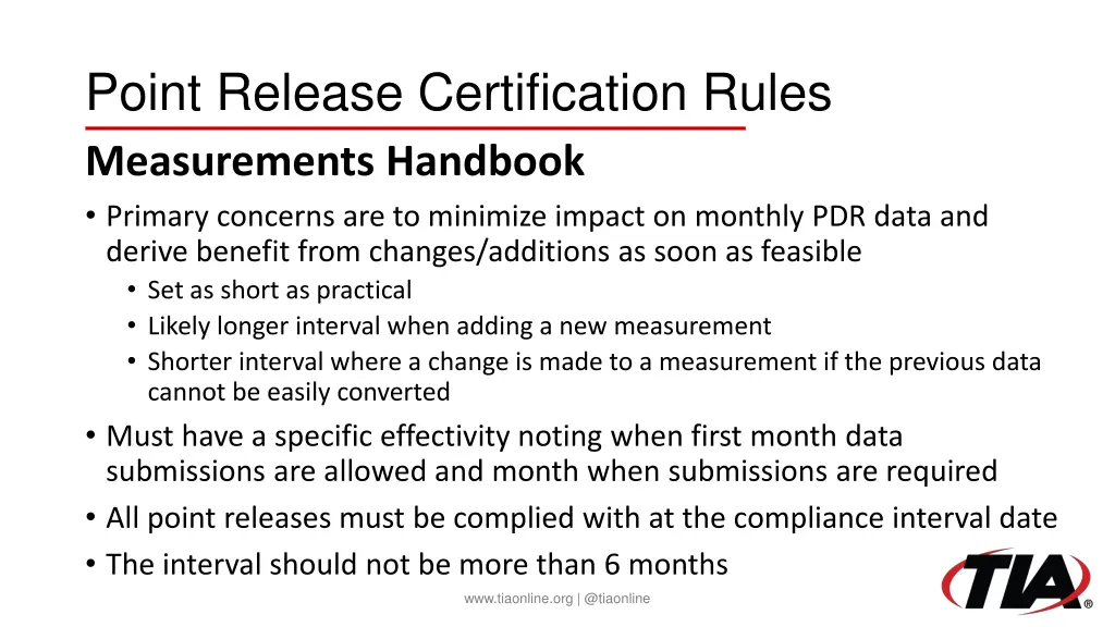 point release certification rules measurements