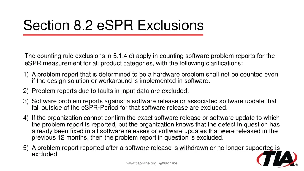 section 8 2 espr exclusions
