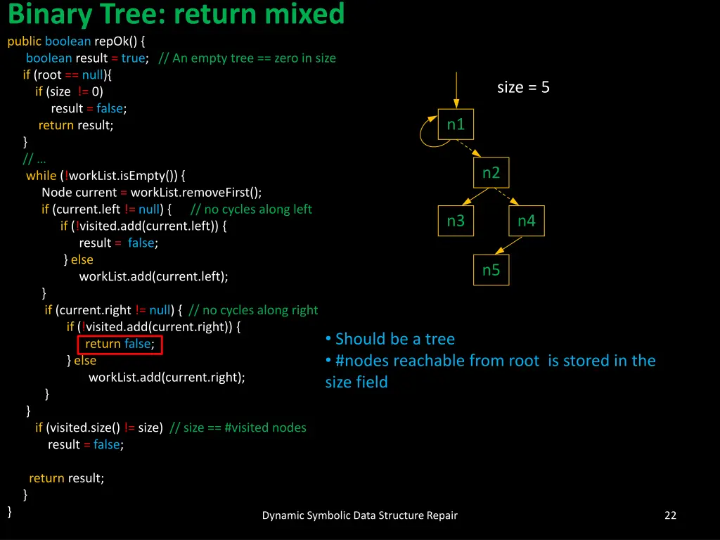 binary tree return mixed public boolean repok