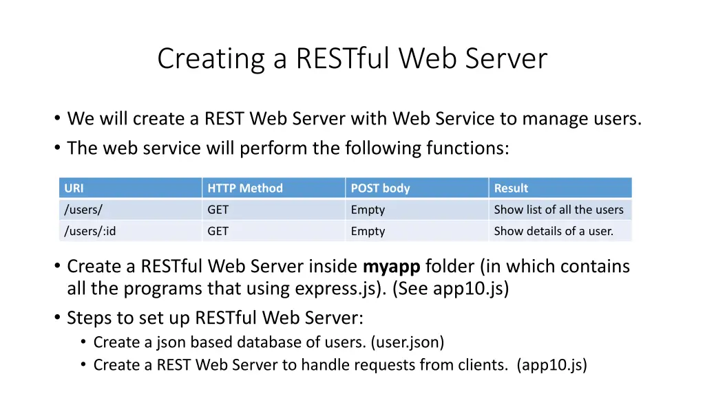 creating a restful web server