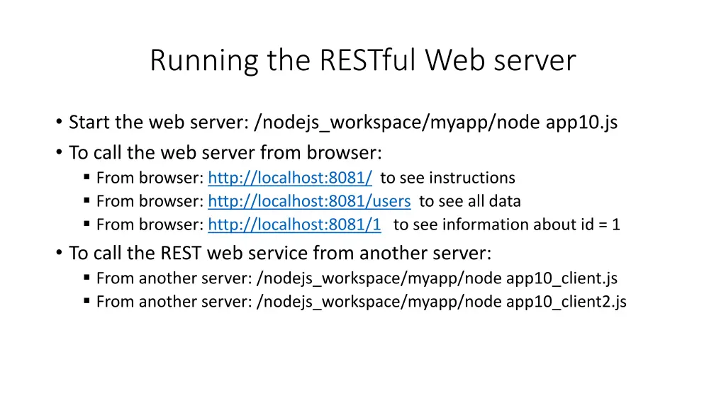 running the restful web server