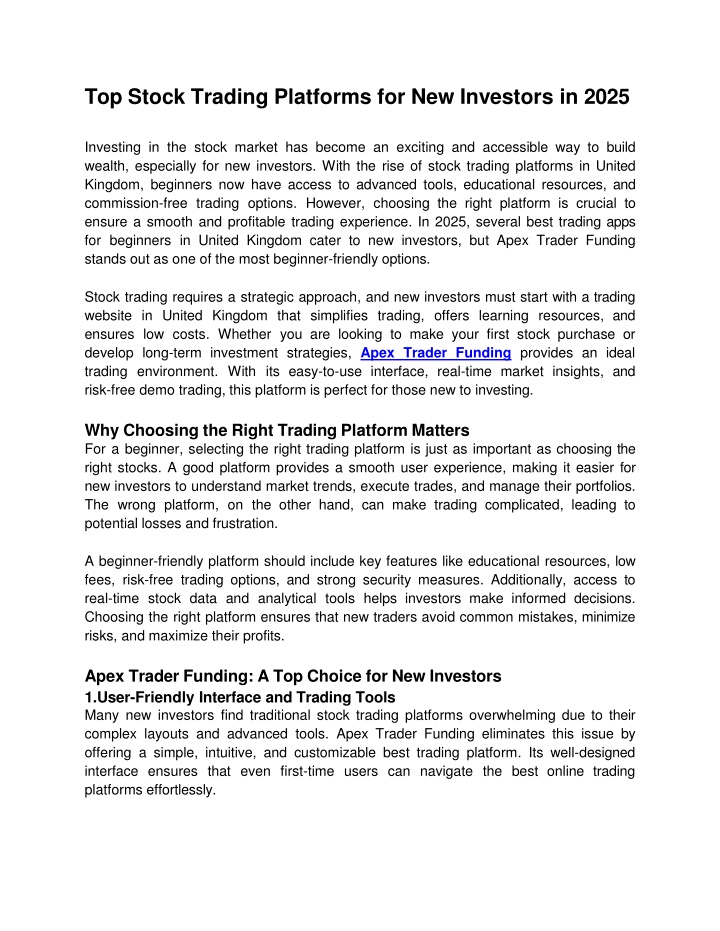 top stock trading platforms for new investors