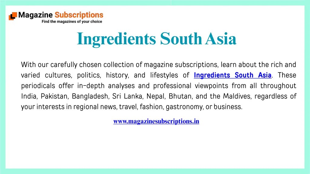 ingredients south asia