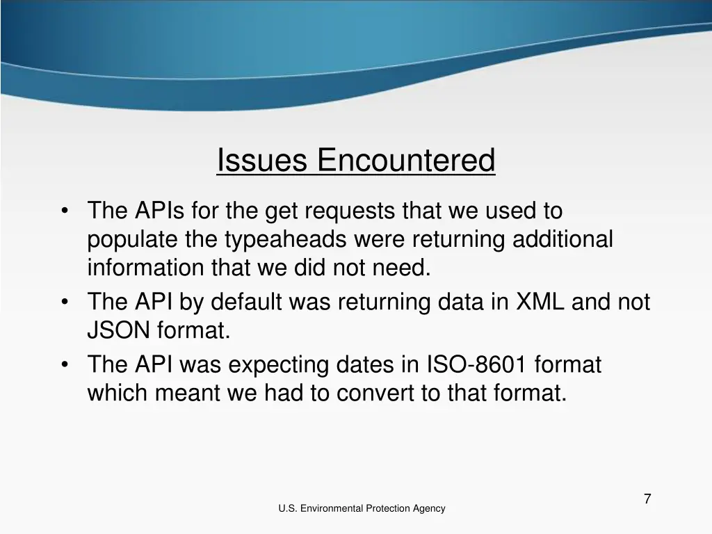 issues encountered