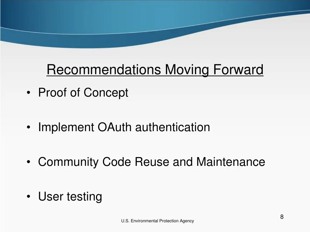 recommendations moving forward