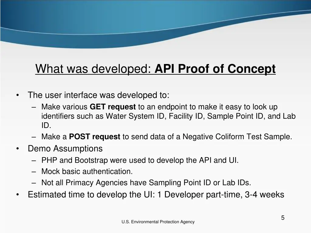 what was developed api proof of concept