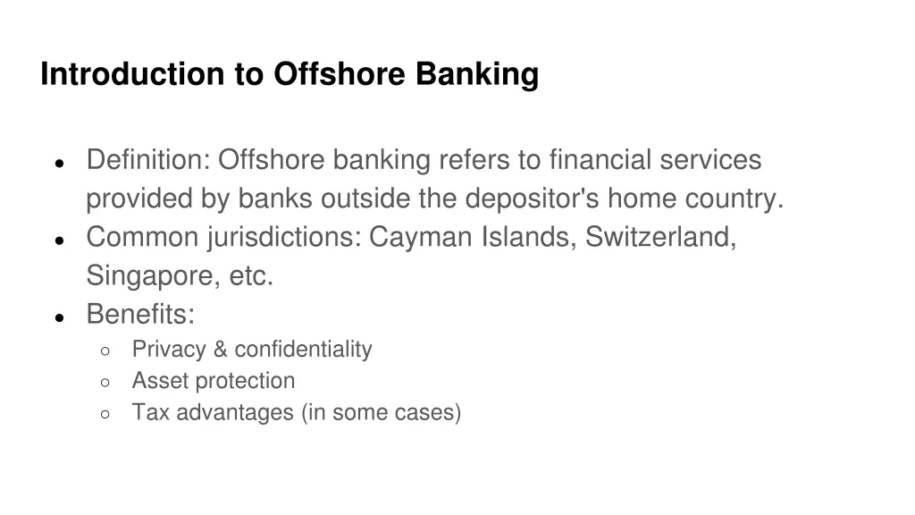 introduction to offshore banking