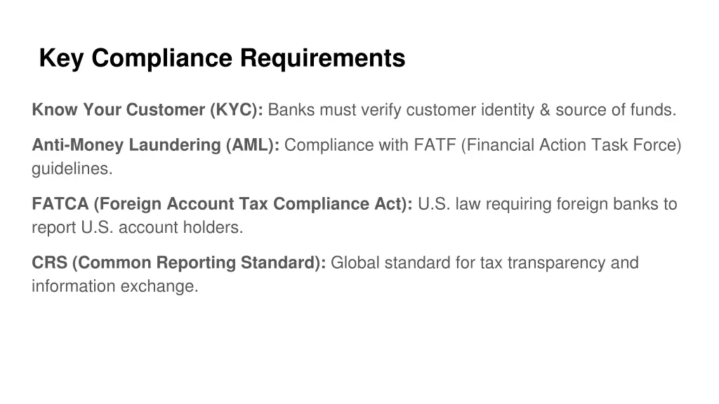 key compliance requirements