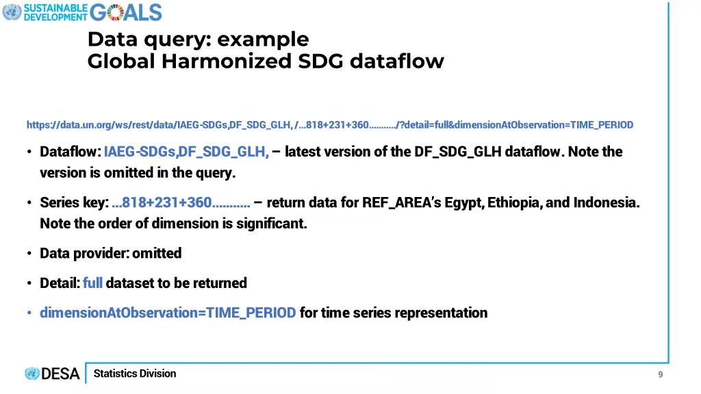 data query example global harmonized sdg dataflow