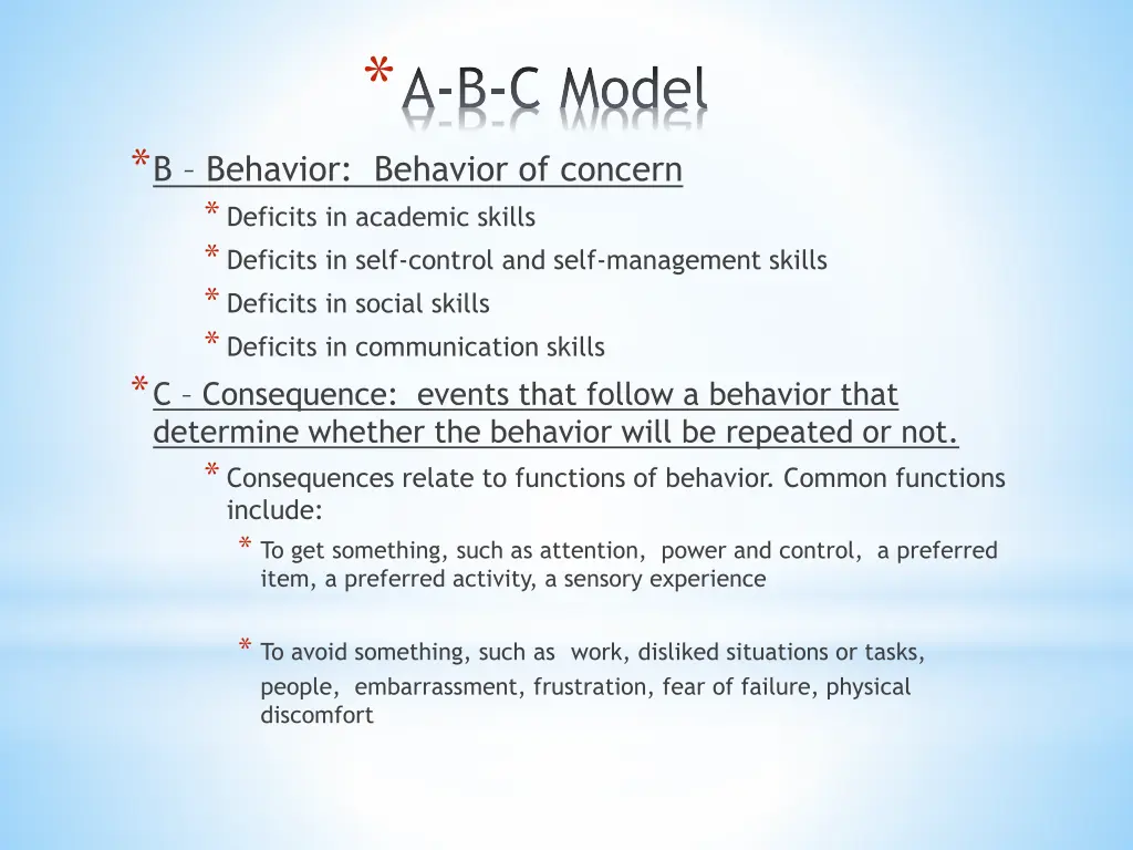 a b c model 1