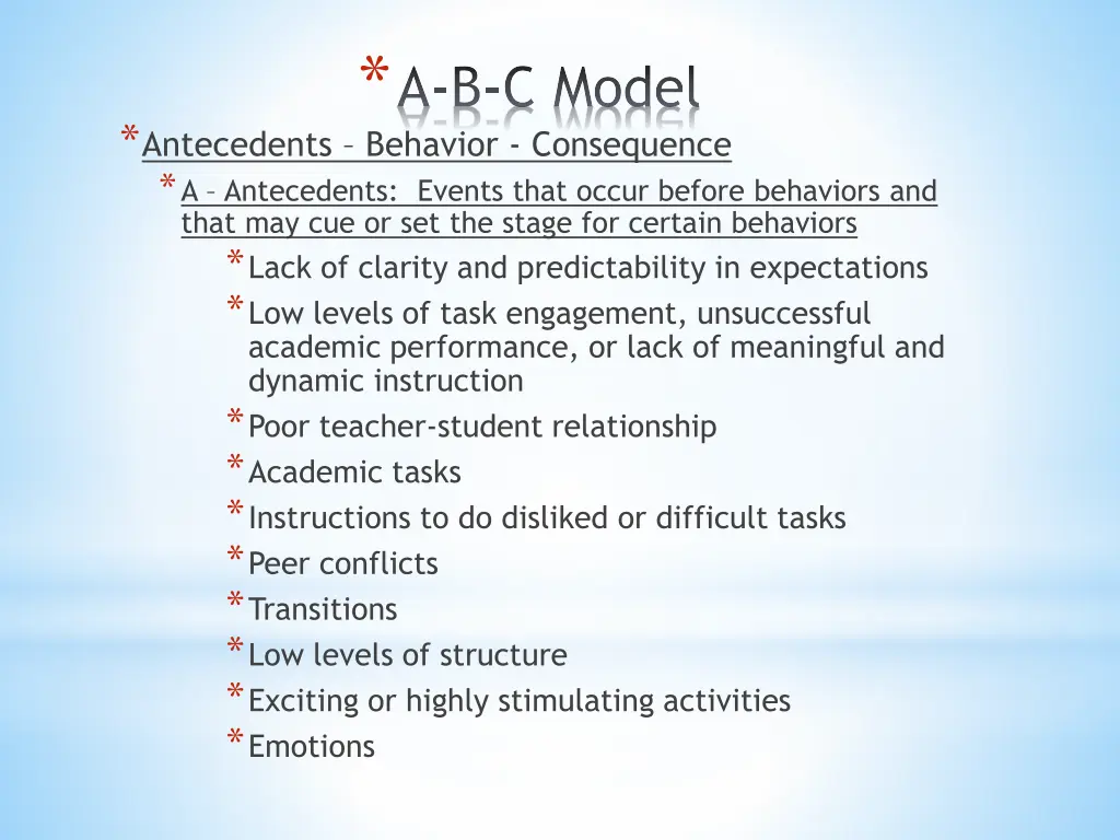 a b c model