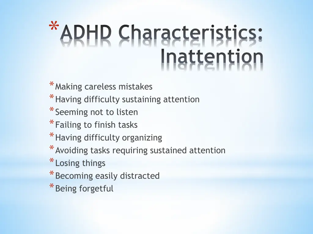 adhd characteristics