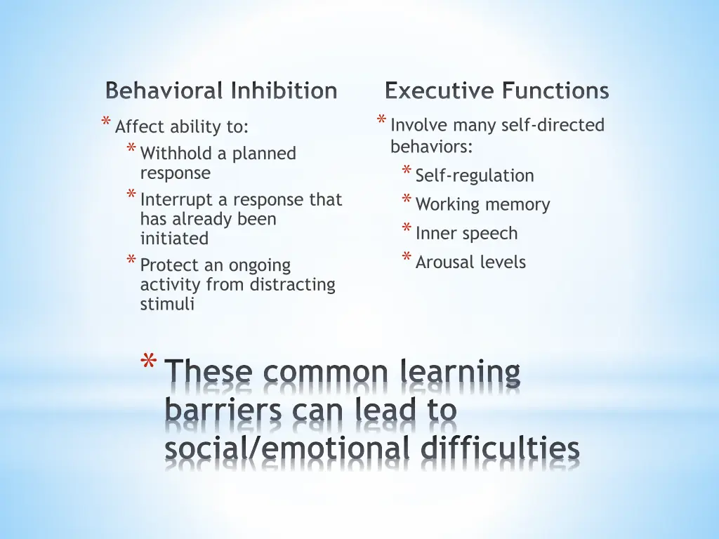 behavioral inhibition affect ability to withhold