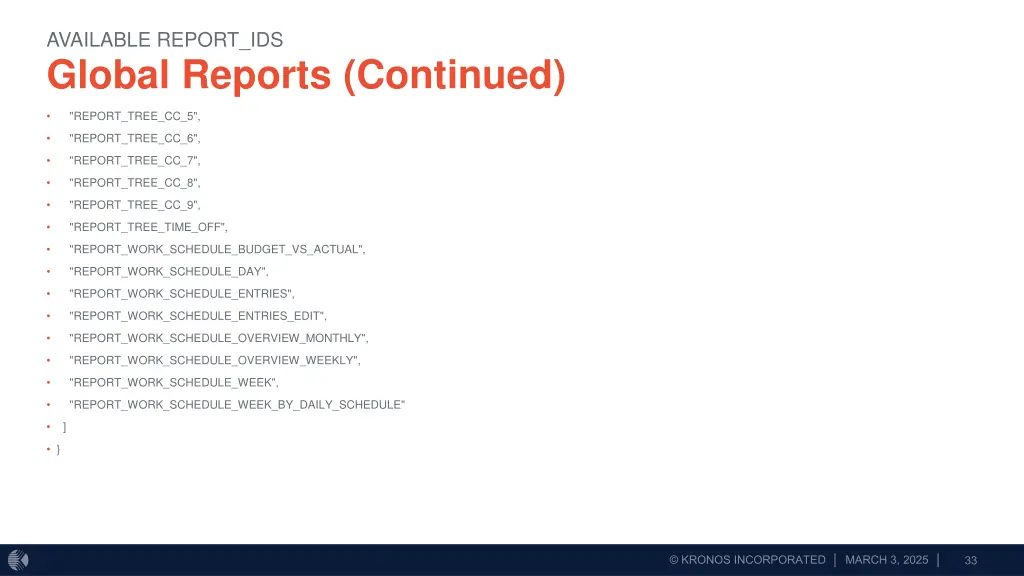 available report ids 2