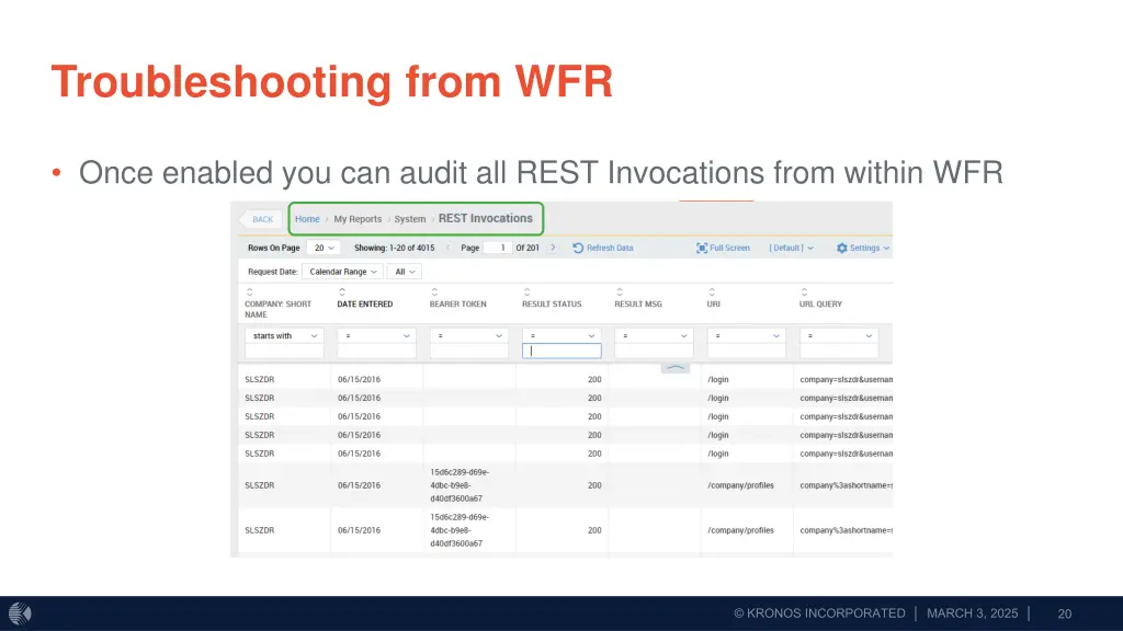 troubleshooting from wfr