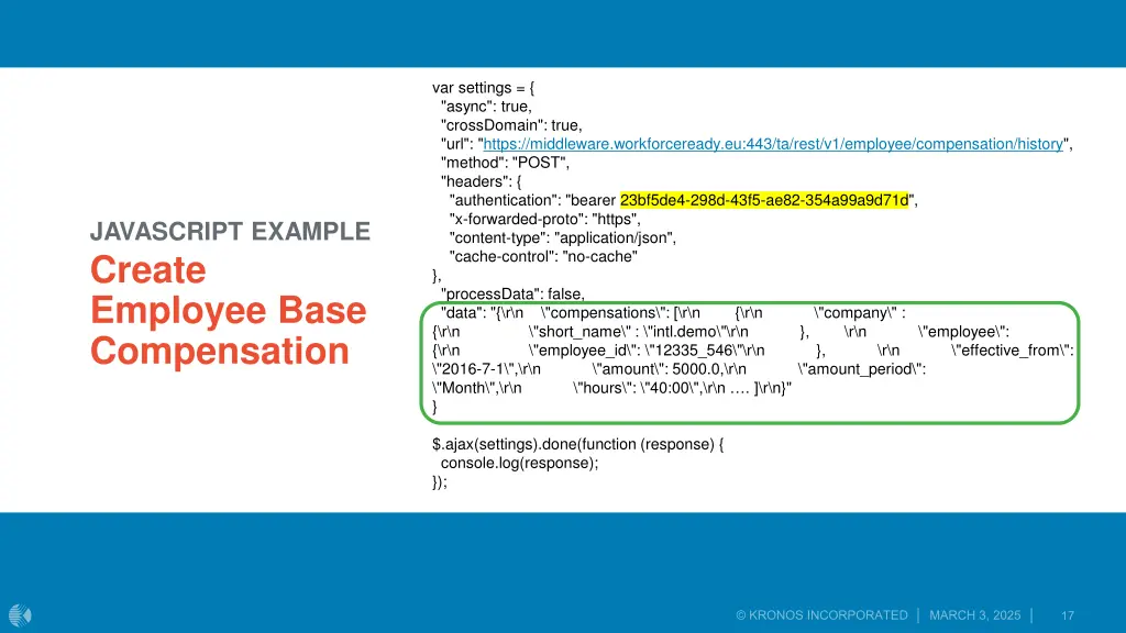 var settings async true crossdomain true