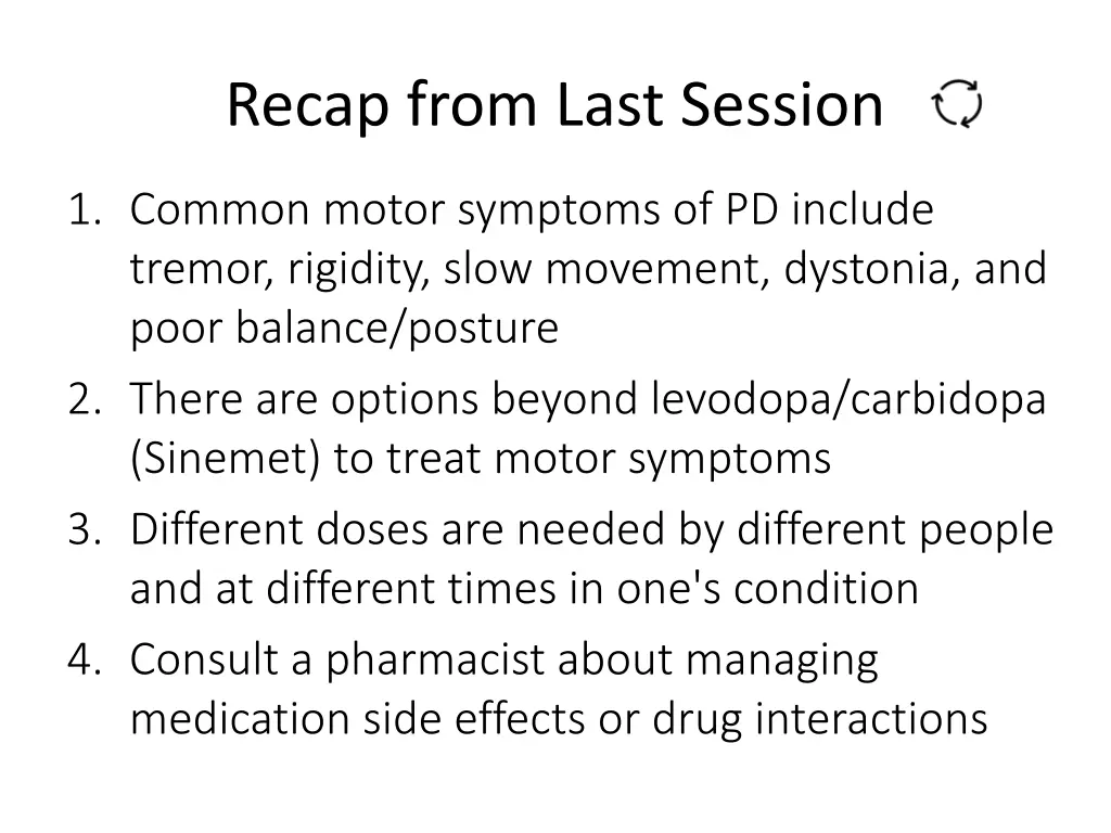 recap from last session