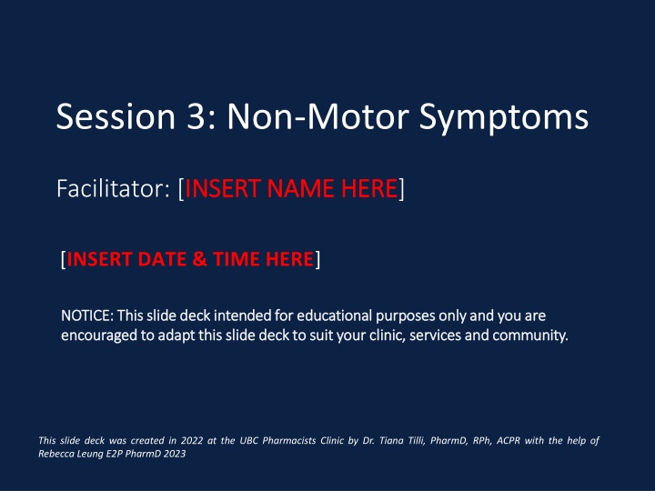session 3 non motor symptoms