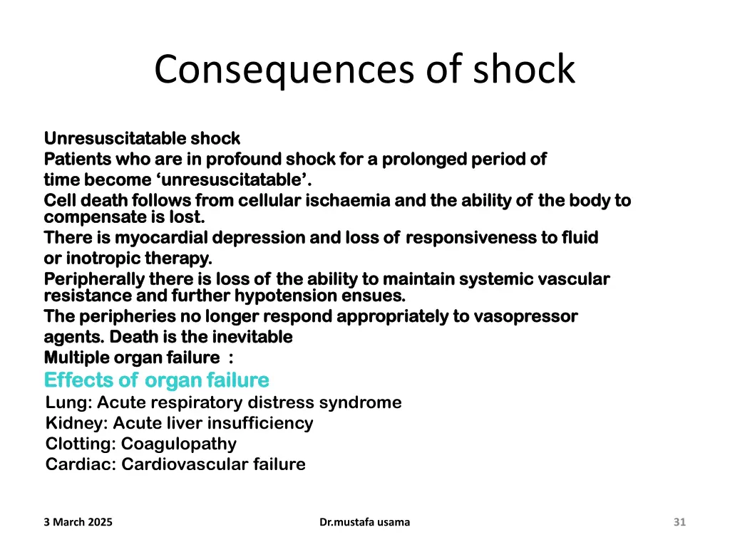 consequences of shock