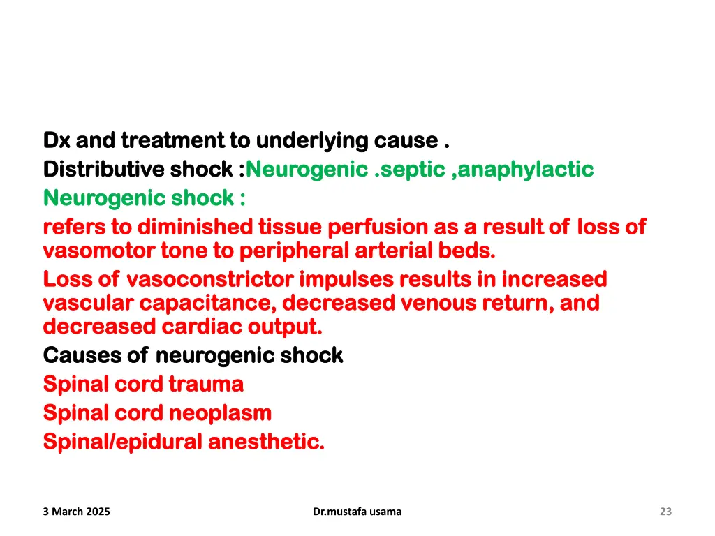 dx and treatment to underlying cause
