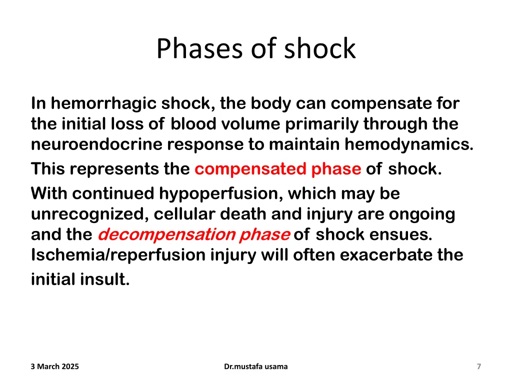 phases of shock