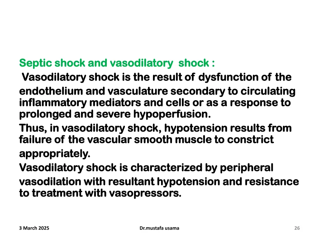 septic shock and septic shock and vasodilatory