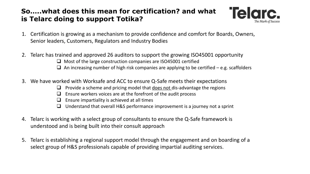 so what does this mean for certification and what