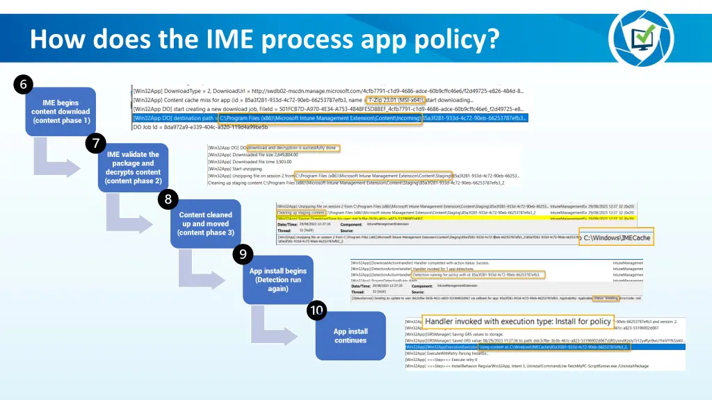 how does the ime process app policy 2