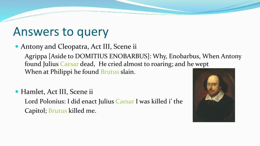 answers to query